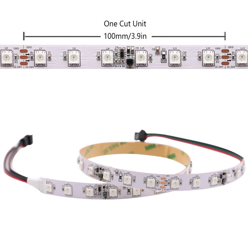 DC12-24V Individually Programmable SK6812 RGB LED Strip 60LEDs/m, 10m/33ft No Voltage Drop, 3.28ft-65.6ft DC12-24V Individually Programmable SK6812 RGB LED Strip 60LEDs/m, 10m/33ft No Voltage Drop, 3.28ft-65.6ft